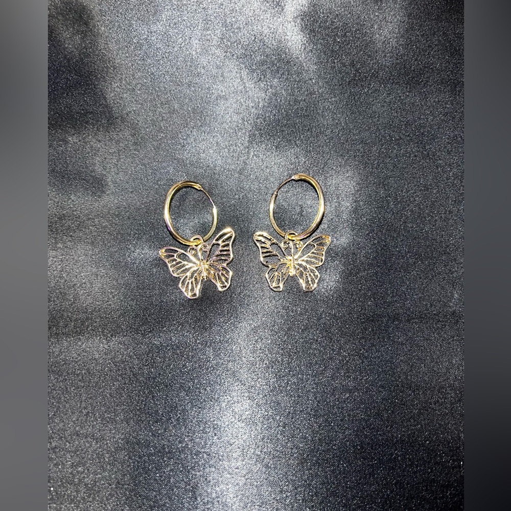 Gold butterfly earrings